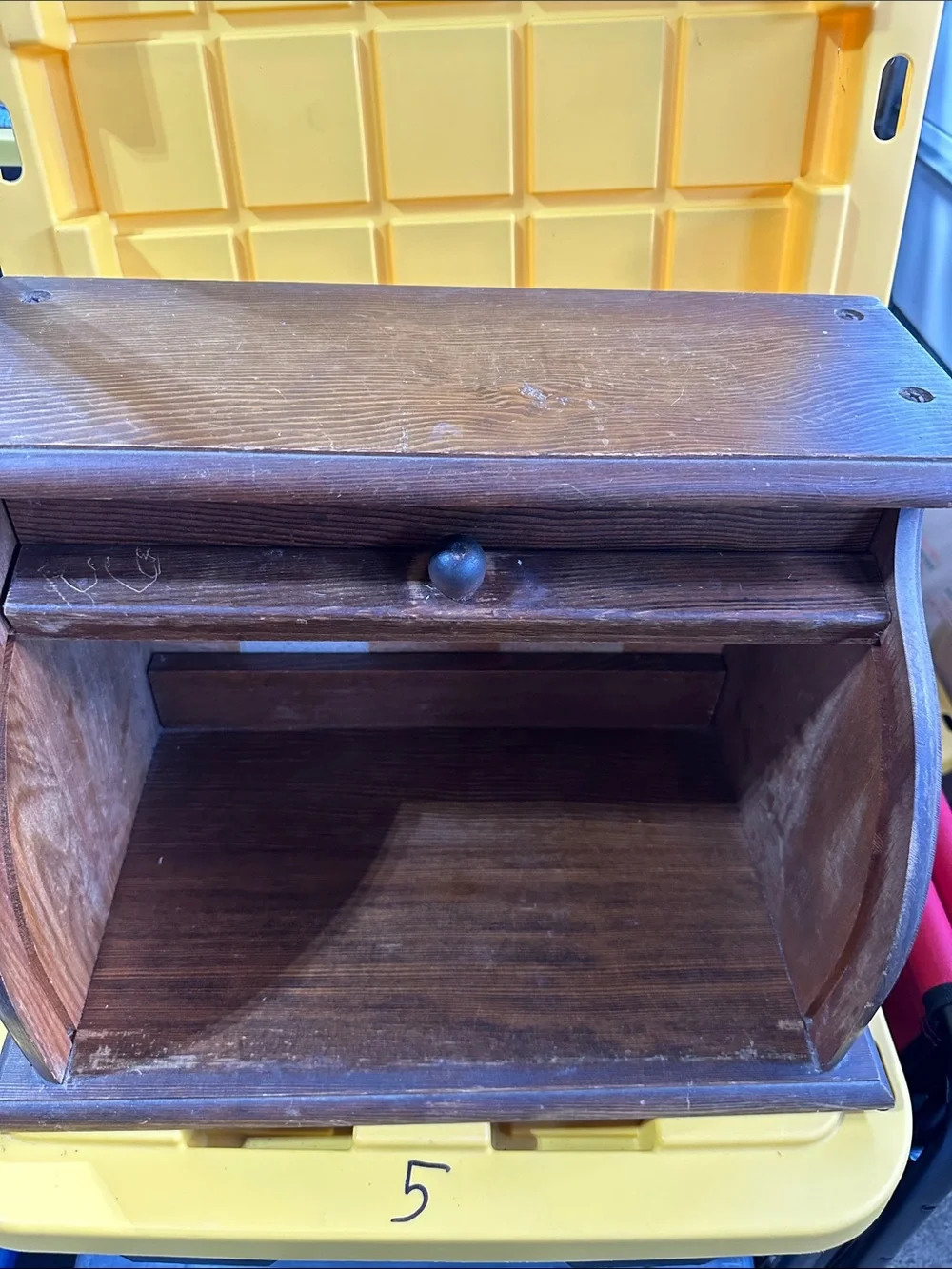 Vintage rare wooden roll top bread box